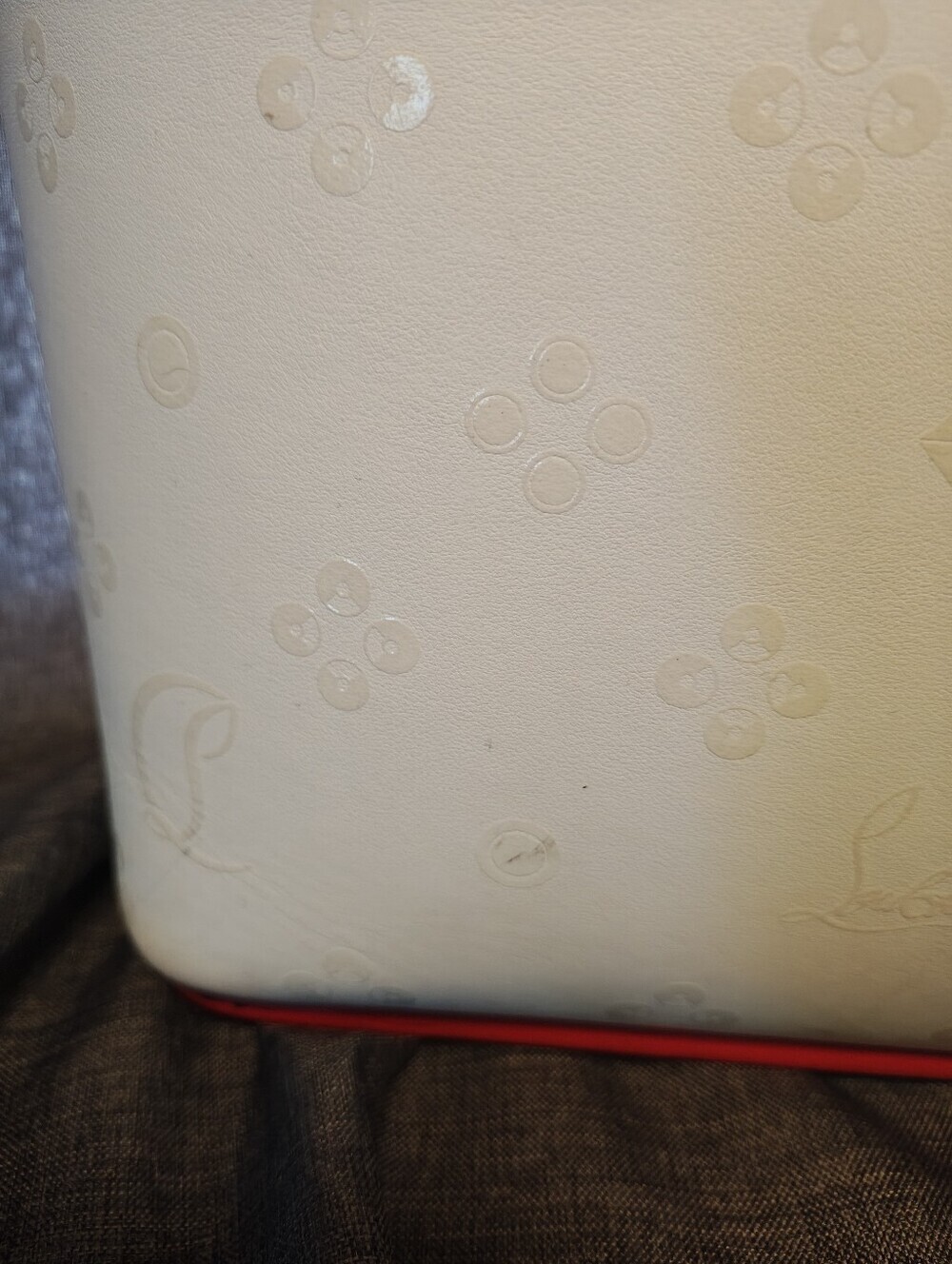 Calfskin Loubinthesky East West Cabata Tote White - Picture 7 of 16